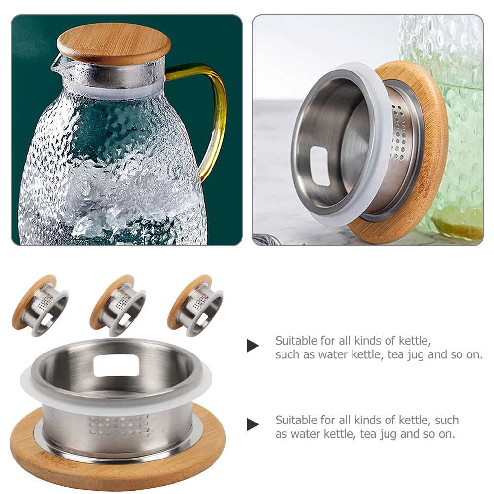 

4Pcs Durable Stainless Steel Teapot Lid Water Pitcher Cover Beverage Jar Accessory