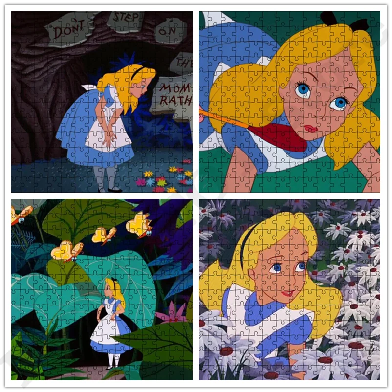 Hot Puzzle Disney Alice In Wonderland 300/500/1000 Pieces Jigsaw Puzzles Educational Toys Puzzle for Best Friends Birthday Gift