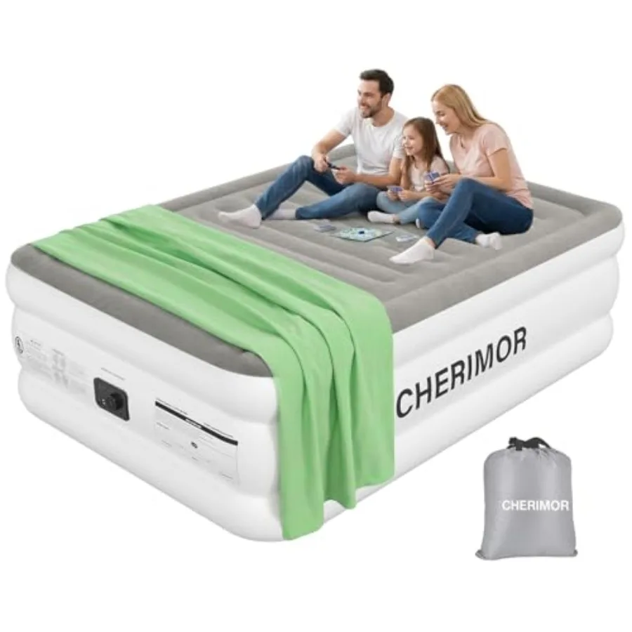 

Twin XL Extra Long Air Mattress with Built in Pump 18" Raised Comfort Anti-Sag Horizontal Beam Supports 500 lbs Blow Up Mattres