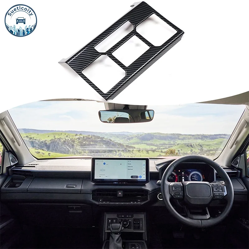 ABS Carbon Fiber Pattern For Toyota Hilux 2026 Car Center Console Air Conditioner Control Panel Trim Interior Accessories
