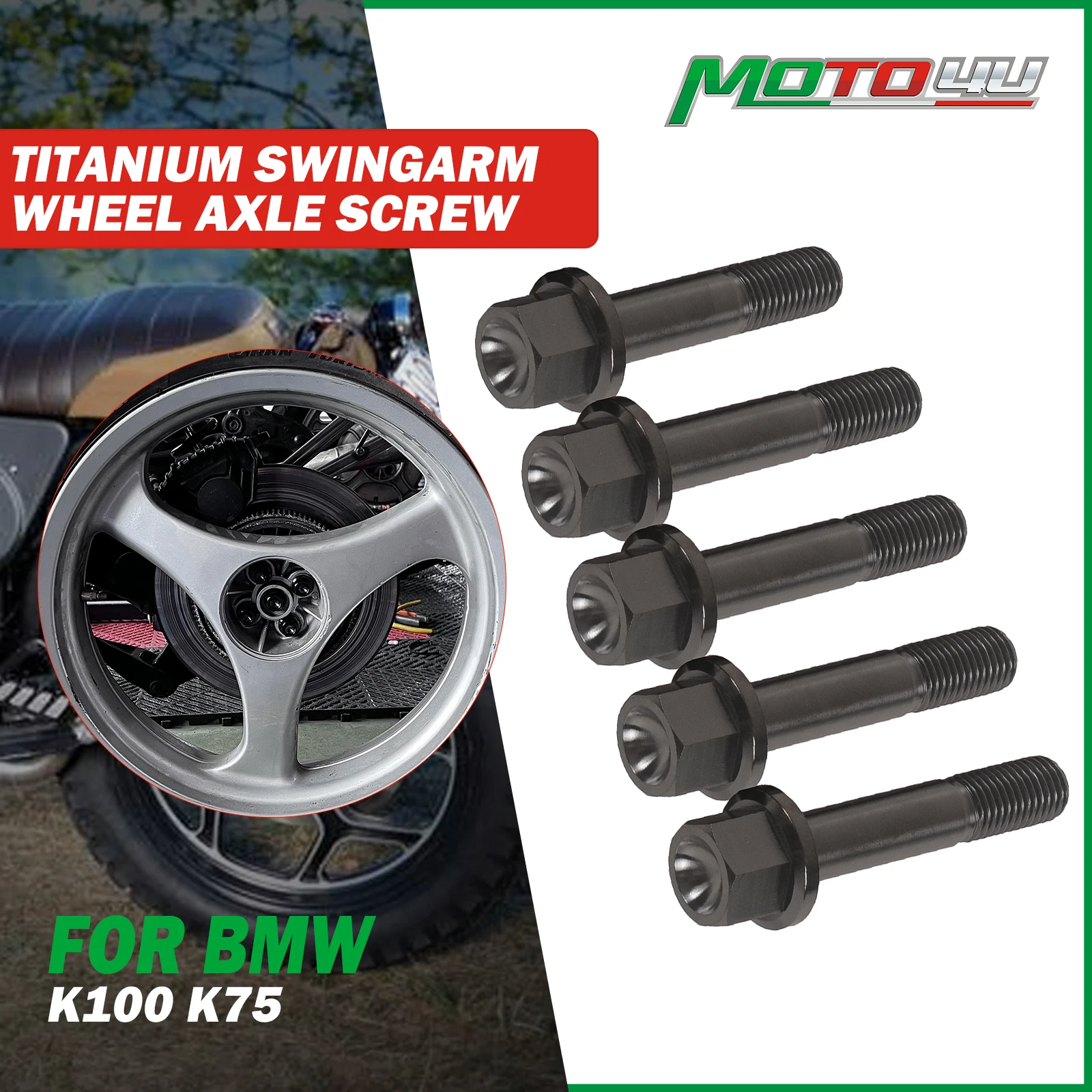 

1Set For BMW K100 K75 Titanium Swingarm wheel Axle Screw Single Rocker Rear Wheel Bearing Kit Cafe Racer Motorcycle Accessories