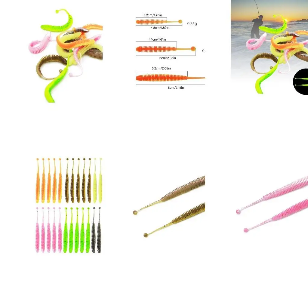 

R6FE 30Pcs Fishing Lures Saltwater Freshwater Fishing Accessories 4.8/6/8cm Artificial Baits for Trout Fishing Soft Lures