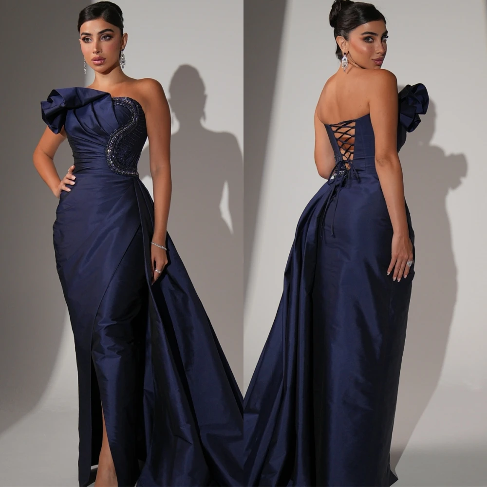 

Customized High Quality Mermaid Evening Dress Elegant Strapless Sleeveless Prom Dress Classic Sweep Train Special Occasion Gowns