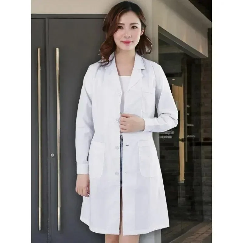 Doctor's Uniform Lab Coat Long Short Sleeve Doctor Nurse Uniform Student Hospital Clinic White Jacket Nurse's Work Coat