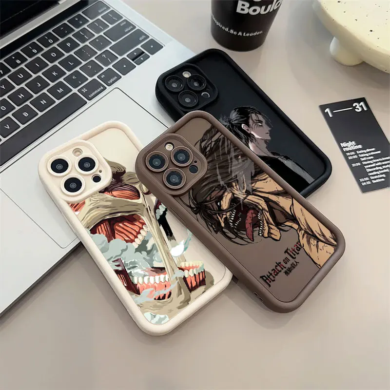 Attack On Titan Phone Case For iPhone 16 15 14 13 11 Pro Max 12 Mini X 16 Plus Soft Protective Cover Anime Allen Mikasa Ackerman