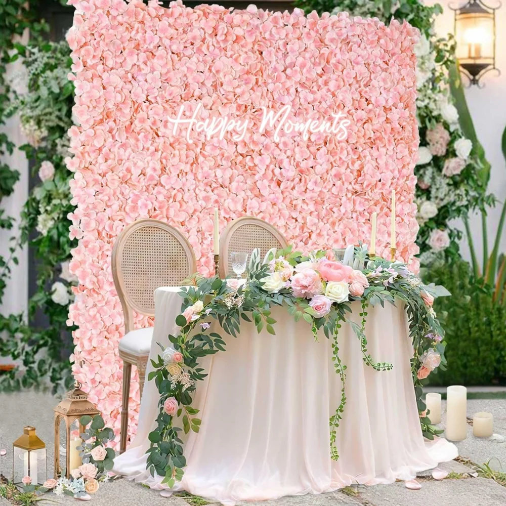 

12 Pcs-15X15 Inches Flower Wall Panel Set, Artificial Flower Backdrop, 3D Silk Blush Hydrangea Floral, Wall Decorative Faux Flow