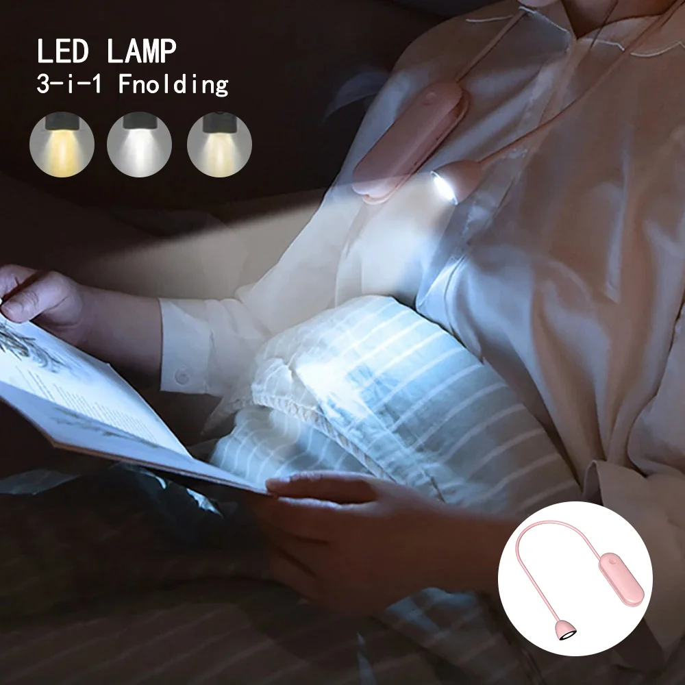 Three in one folding neck hanging light LED reading light portable rechargeable outdoor sports maintenance learning lighting