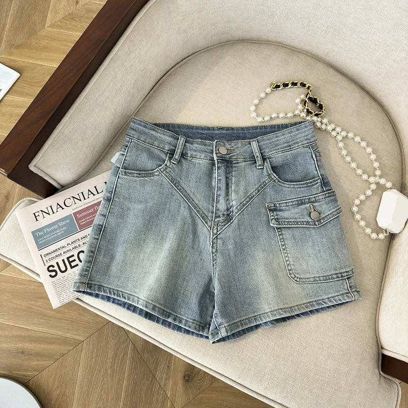 

Y2K Spice Girls Denim Shorts Women's Summer 2024 new high-waisted slimming design with pocket baggy wide-leg shorts Hot pants