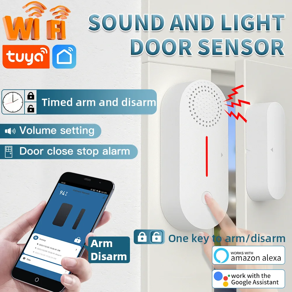 Imagem -02 - Tuya-wifi Função Porta Sensor Alarme de Som Vida Inteligente Home App Prevenir Janela Ladrão Alerta de Segurança Família Detector Anti-theft