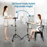 90-145cm Projector Tripod Stand Laptop Tripod Adjustable Height DJ Mixer Standing Desk Outdoor Computer Desk Stand with Tray