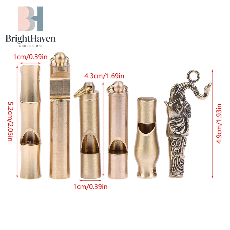 

Brass Whistle Keychain Pendant Outdoor Survival Portable Single Tube Explosive High Frequency High Decibel Whistle B.H