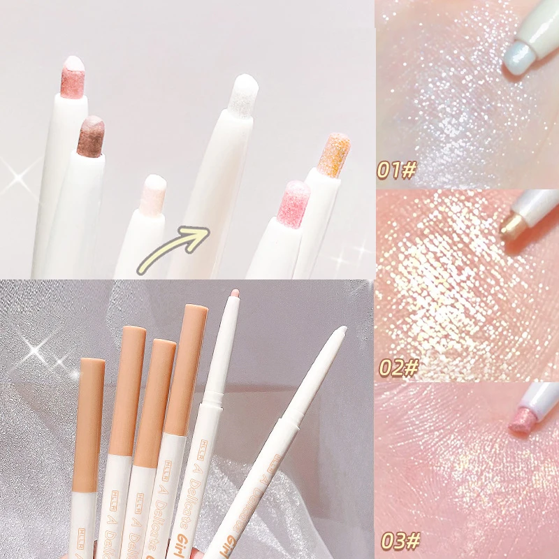 Diamond Glitter Eyeshadow Liner Pencil Eye Makeup Highlighter Waterproof Matte Pink Silkworm Champagne Gold Eyeliner Pen