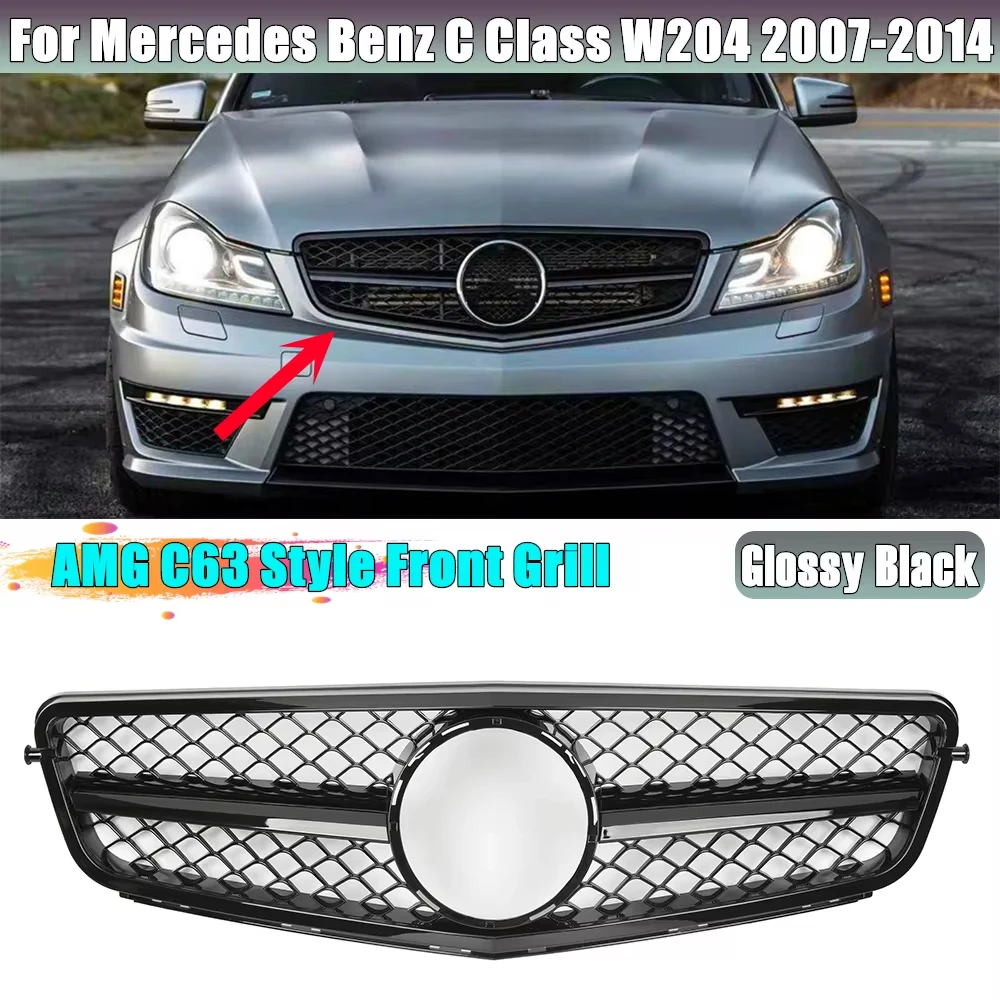 

Facelift Sport Front Hood Grille Racing Bumper Grill Sport For Mercedes Benz C class W204 2007-2014 AMG Style Refit Upgrade