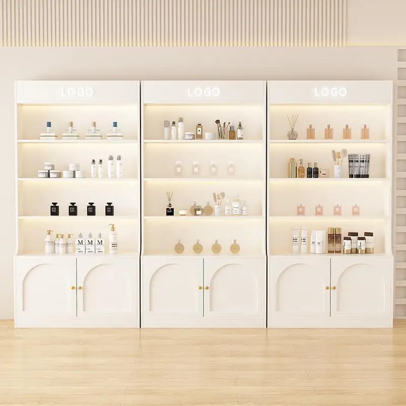 

Cosmetics Display Cabinet Product Academy Nail Art Display Cabinet Glass Door Skin Care Products Shelf Multi-layer Shelf