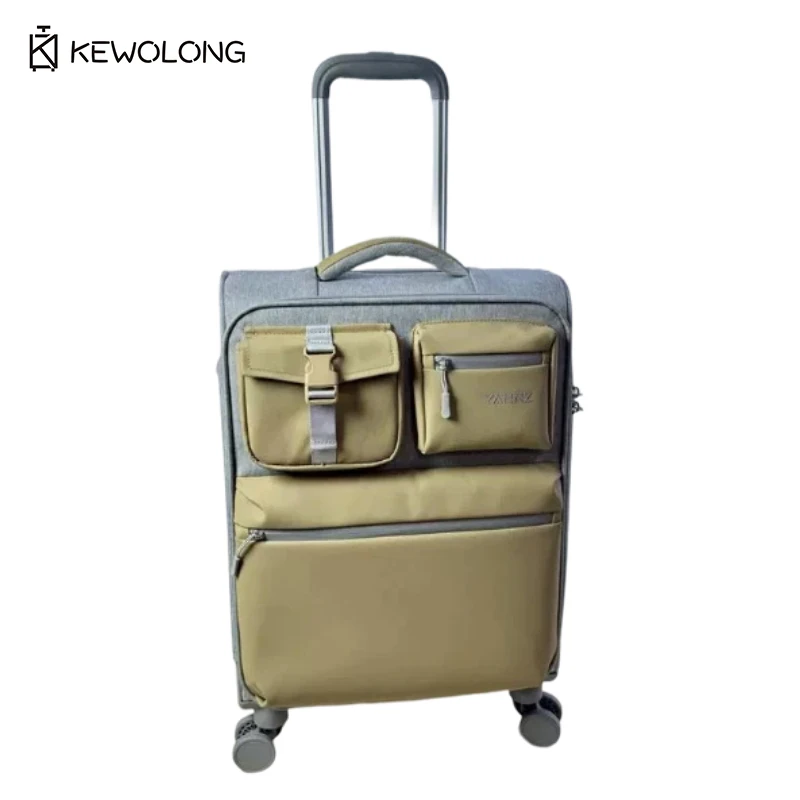 Color Block Carry On Luggage with Front Pocket, Water Resistant Spinner Suitcase Large Capacity, Travel Trolley for Men Women