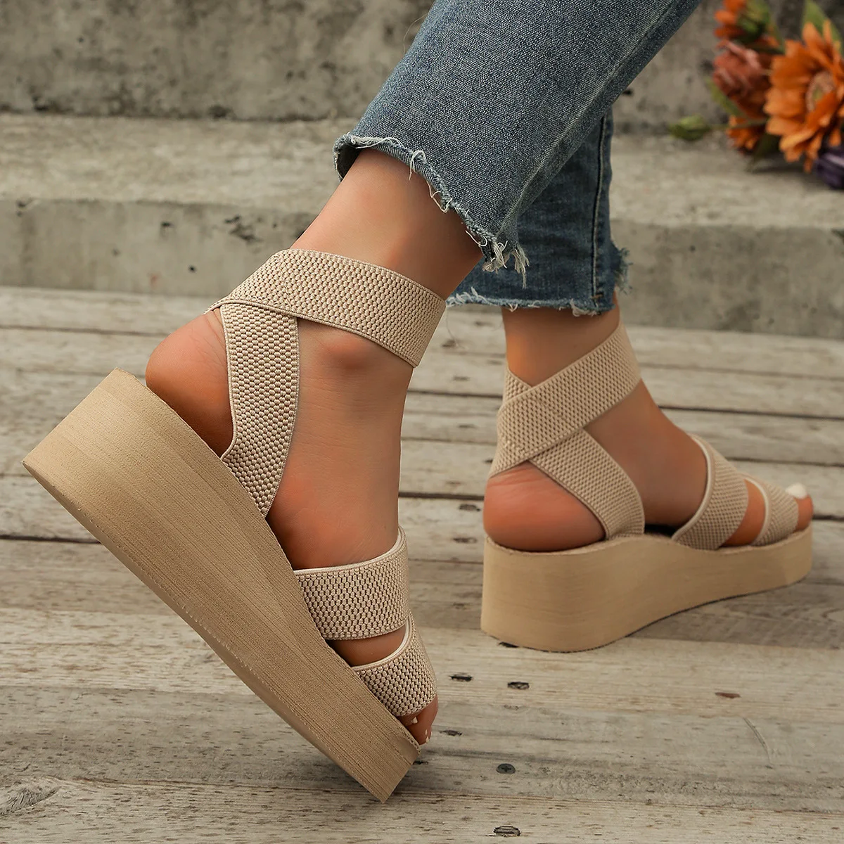 2025 جديد الصيف أسافين الصنادل للنساء أحذية منصة الترفيه لينة إيفا وحيد خفيفة الوزن الإناث اليومية الشارع المشي Sandalias #4