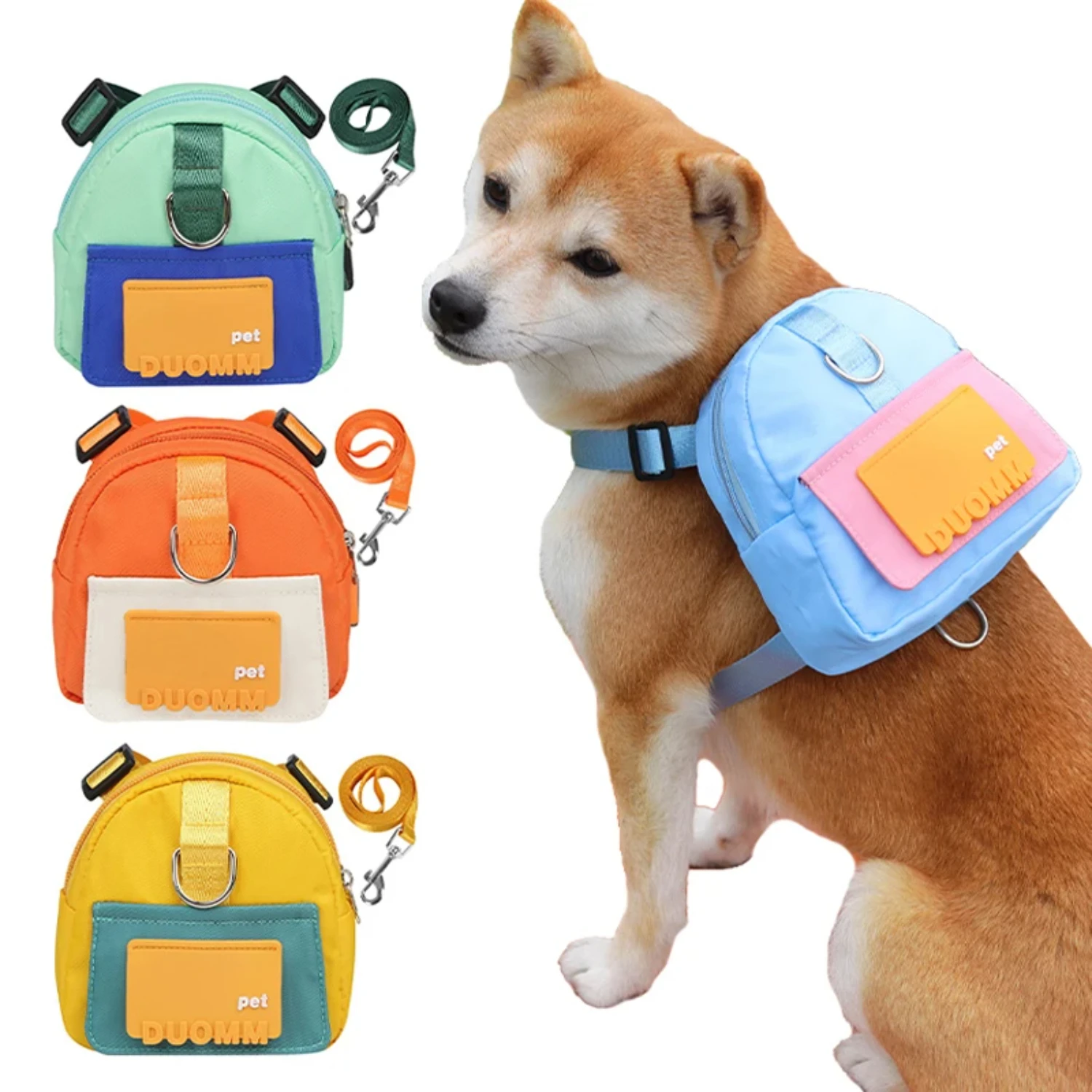 Waterproof Pet Backpack  Dogs Puppy Bag With Harness Collar Outdoor Travel Dog Snacks Backpack French Bulldog Dog Accessories