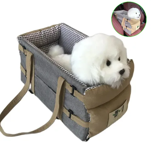 소형견용 센터 콘솔 좌석, 강아지 카시트, 애완동물 부스터 시트, 소형견 (파란색, 회색), 고양이 캐리어 가방 