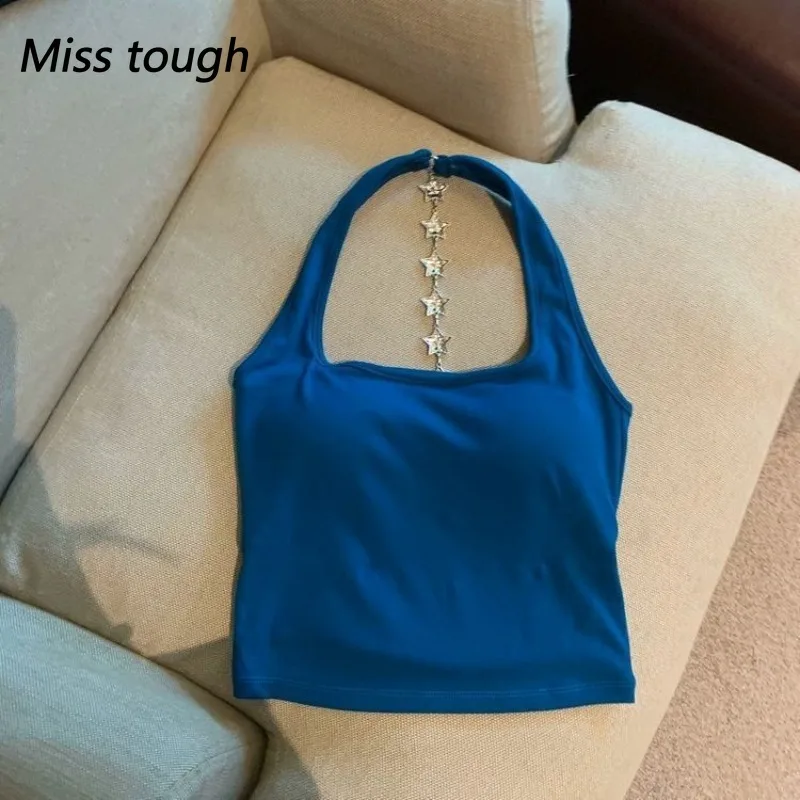 Korean Fashion Women's Tank Tops Camisole with Padded Cups Backless Neck-baring Strapless Vest Stylish Seductive Sexy Streetwear