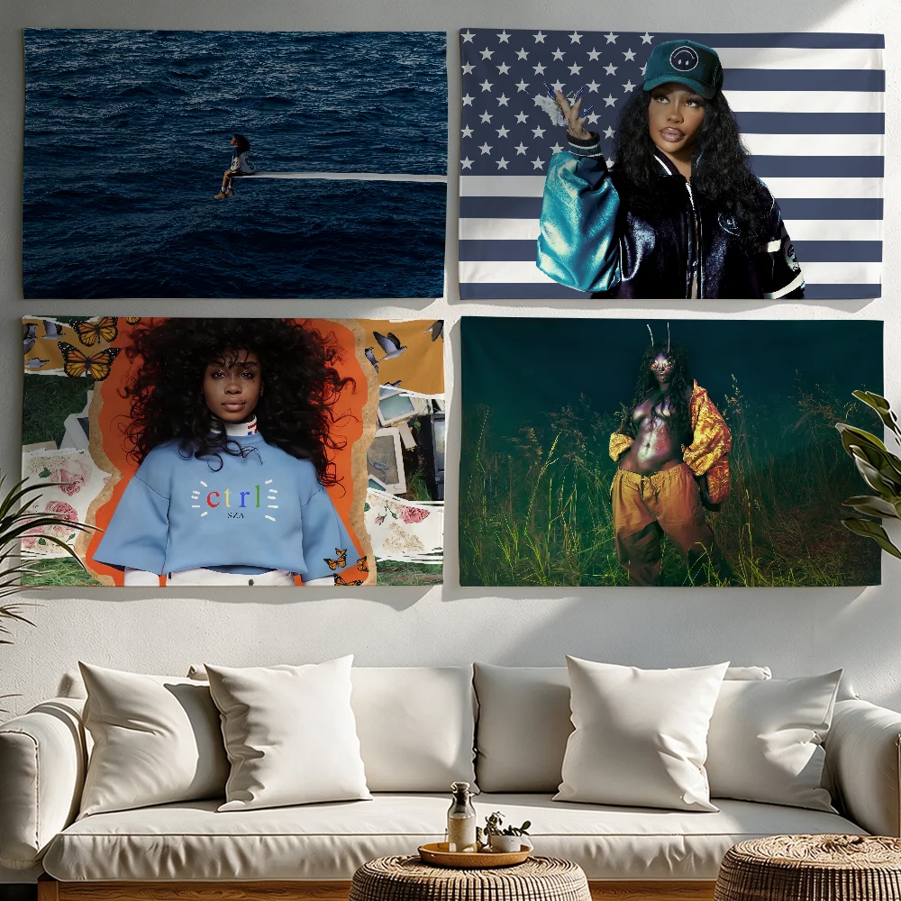 American Singer Star SZA SOS flag Tapestries Outdoor Parties Bedrooms Living Rooms Dorm Rooms Wall Decor Banners Gifts