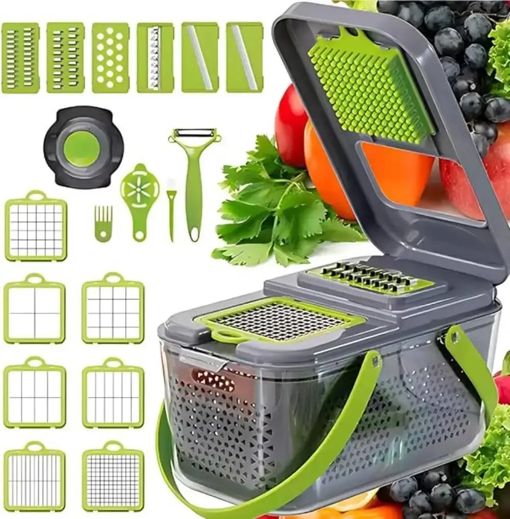 

New Cutter With Transparent Storage Box, Salad Shredder, A Multifunctional Kitchen Vegetable Cutting Artifact