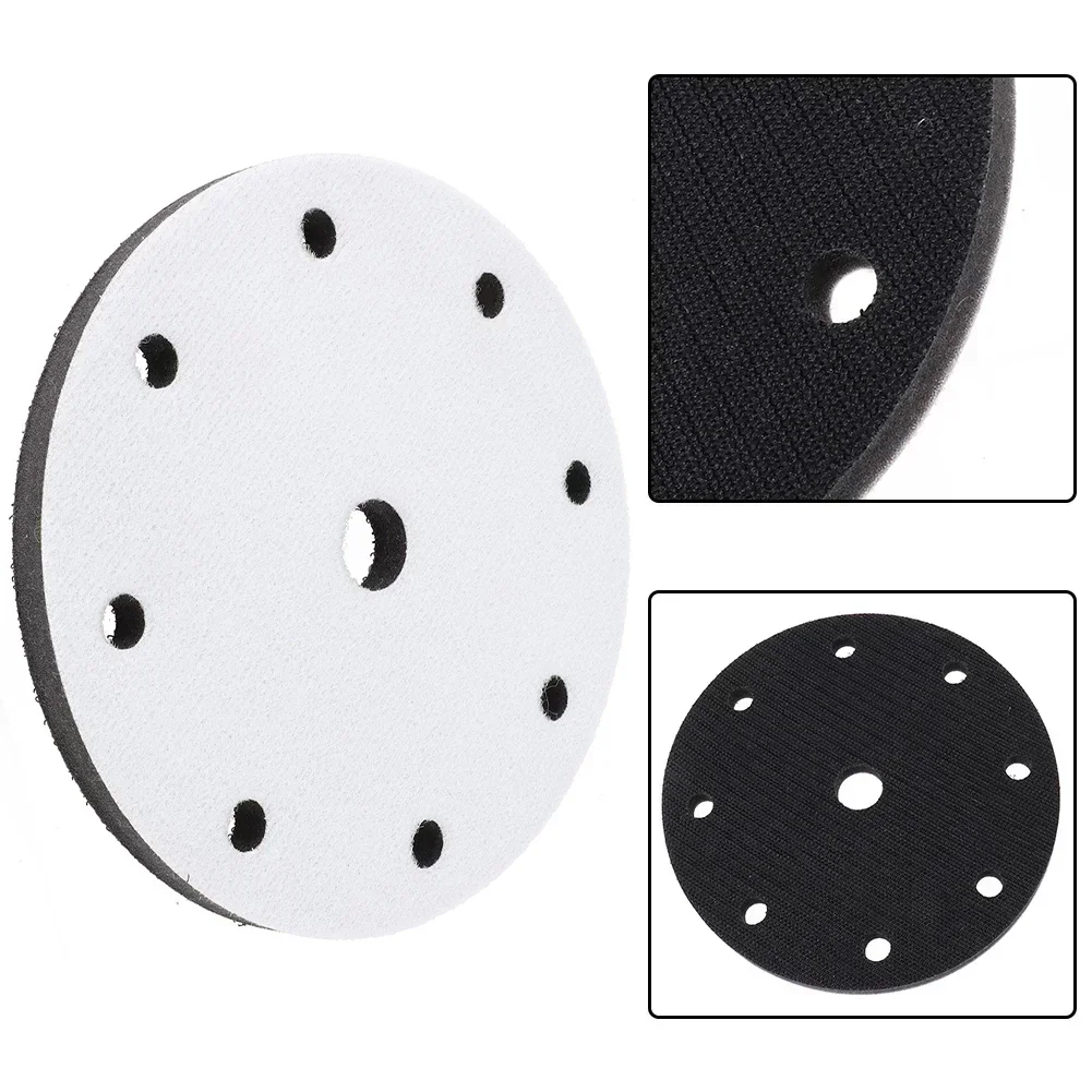 

1pcs Interface Cushion 6 Inches 9 Holes Black White Sponge PU Soft Hook Loop Disc Sander Backing Polishing Cushioning Pads