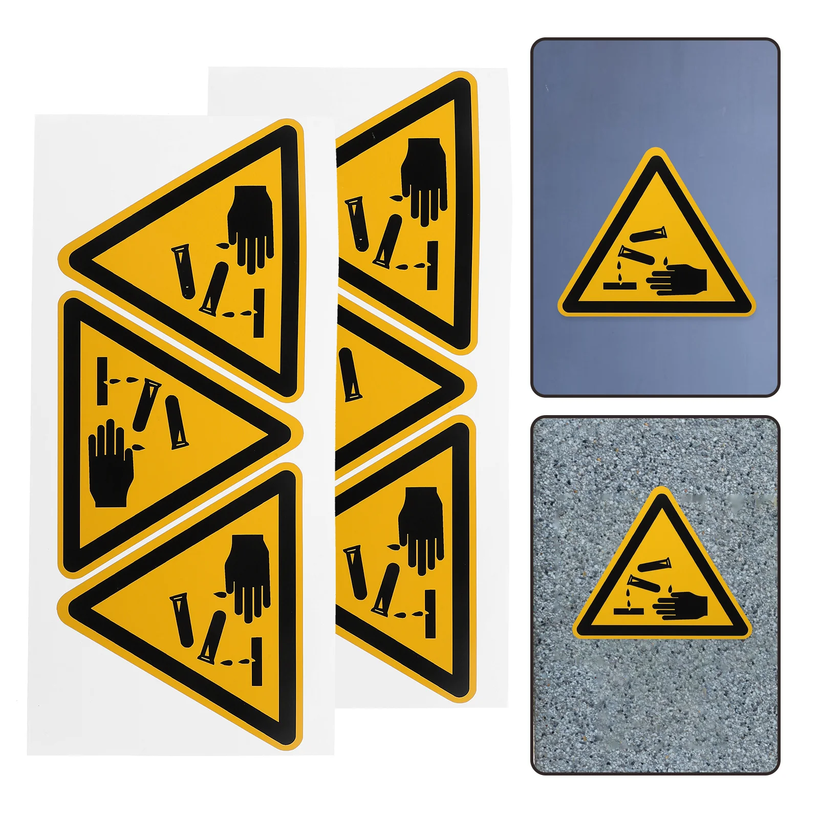 6 قطع من ملصقات التحذير تحذيرية ضد التآكل، ملصقات صناعية متينة من الفينيل لمستودع المصنع