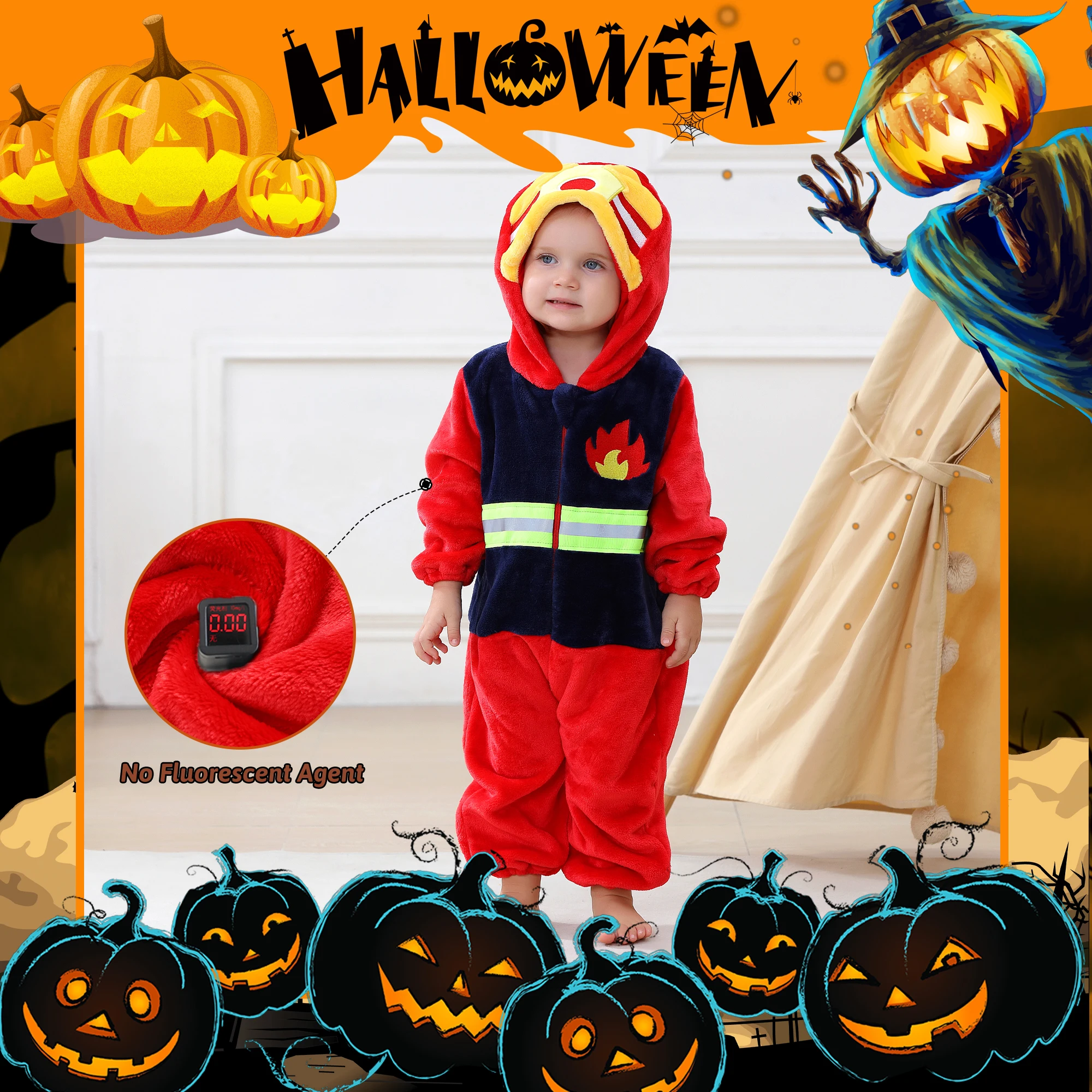 MICHLEY Halloween Cosplay Neugeborenes Baby Mädchen Kleidung Strampler Cartoon Giraffen Kostüm Jumpsuit Winter Warmer Einteiler Outfit für Jungen – Detail 6