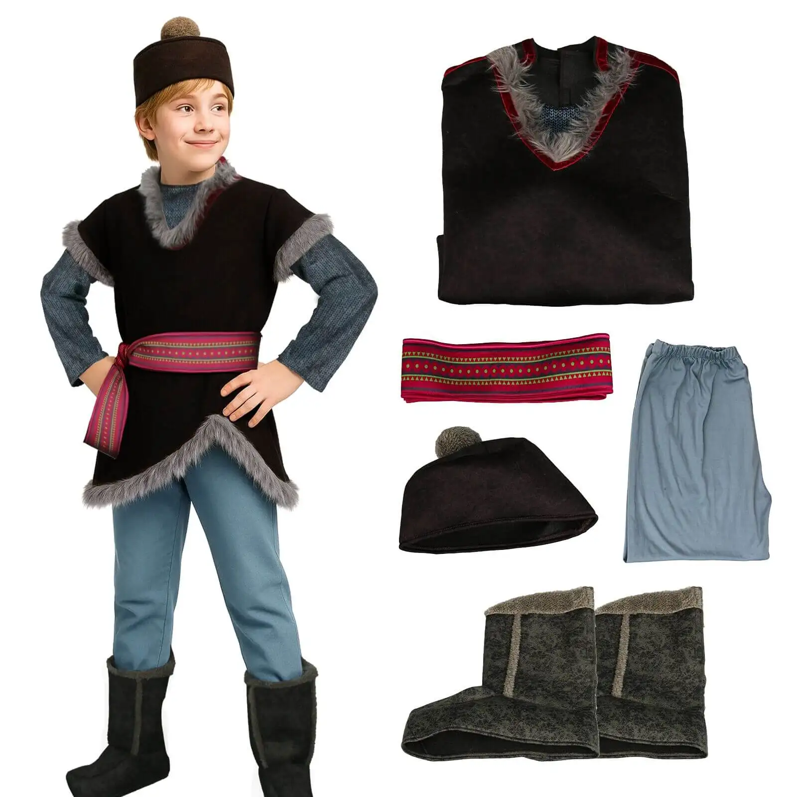 

Kristoff Bjorgman Halloween Cosplay Costume Child Adult Let it Go Movie Iceman Stage Performance RollPlay Clothes Gift-Takerlama