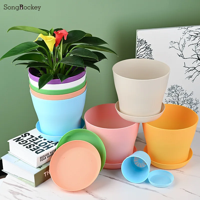 5Sizes Flower Pot Round Planters Candy Color Mini Vase for Succulents Home Office Decor Planting Supplies High Quality