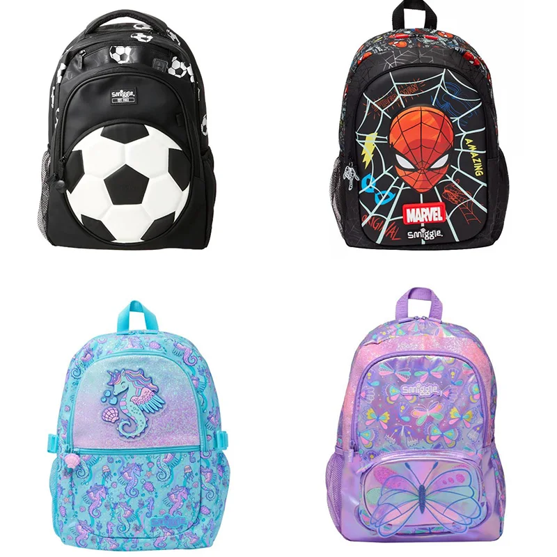 

2025 Australia Smiggle Schoolbags for Girls Boys Large-Capacity Stress-Relieving Spider-Man Backpack for K-12 Students Pupils
