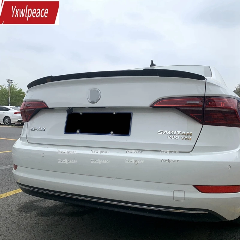 

For VW Volkswagen Jetta MK7 Spoiler 2019-2021 ABS Gloss Black/Carbon Fiber Look Rear Trunk Lip Spoiler Wing Car Accessories