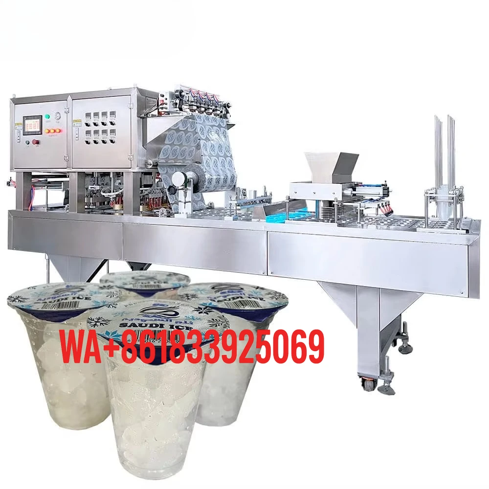 Machine de scellage automatique de gobelets, haute capacité, entraînement pneumatique, contrôle PLC, homologuée CE, pour gobelets en plastique pour bubble tea et glaçons