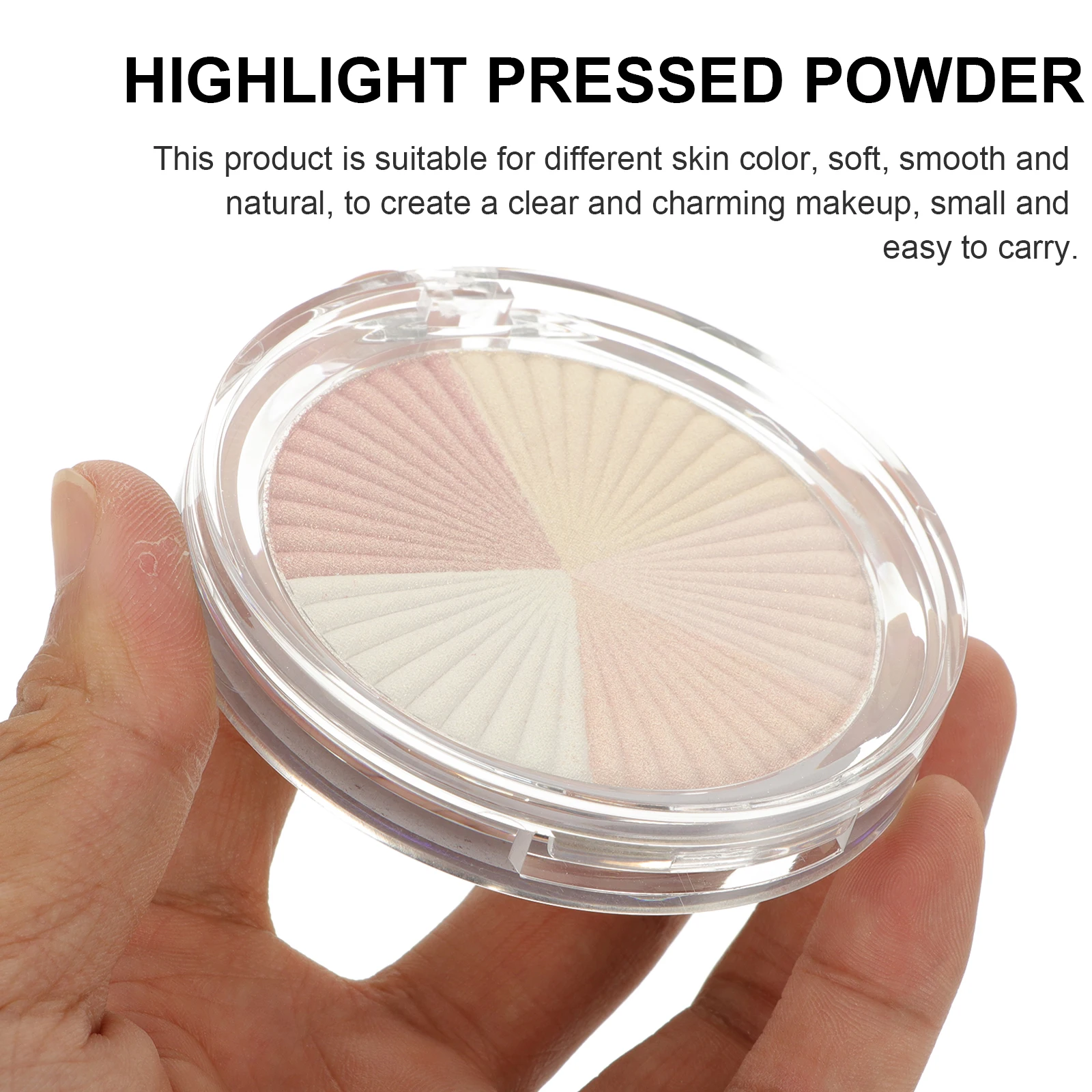 1 Caja de Iluminador Facial Compacto para Mujeres, Acabado Natural, Maquillaje para Todos los Tonos de Piel, Polvo Brillante para Contorno Facial