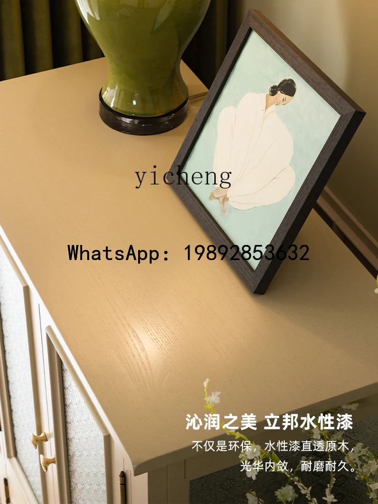 

B-1 French retro all-solid wood TV side decorative cabinet light luxury wall living room