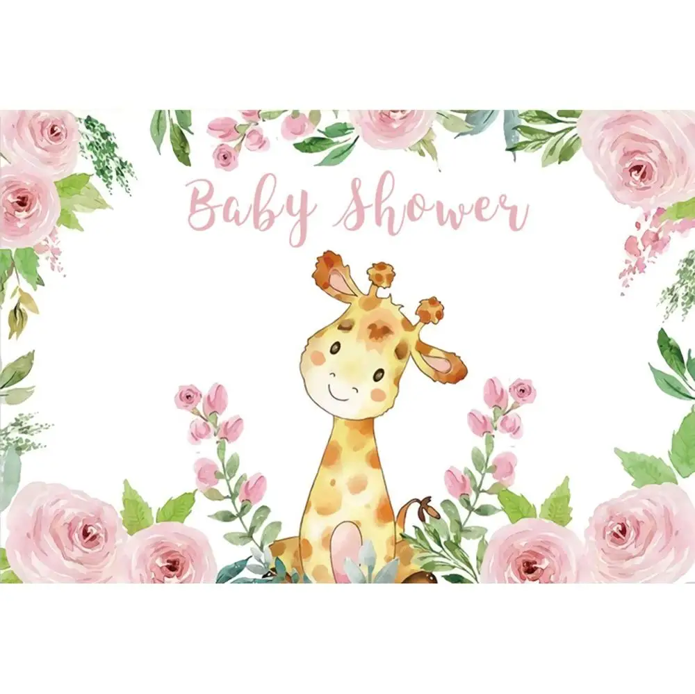 Cartoon Elk Flowers Photocall Wreath Baby Shower Photography Backdrop Photographic Decoration Backgrounds For Photo Studio