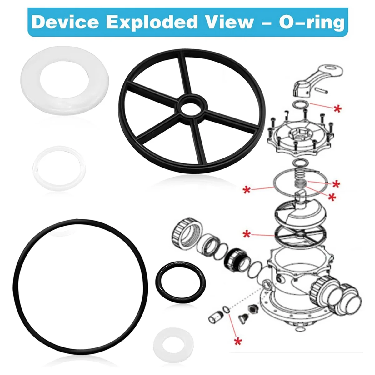 A48I Pool Filter Parts Spider Gasket Kit, SPX0714L O-Ring Vari-Flo XL Valve SP0714T Pool Pump Parts for Hayward Sand Filter