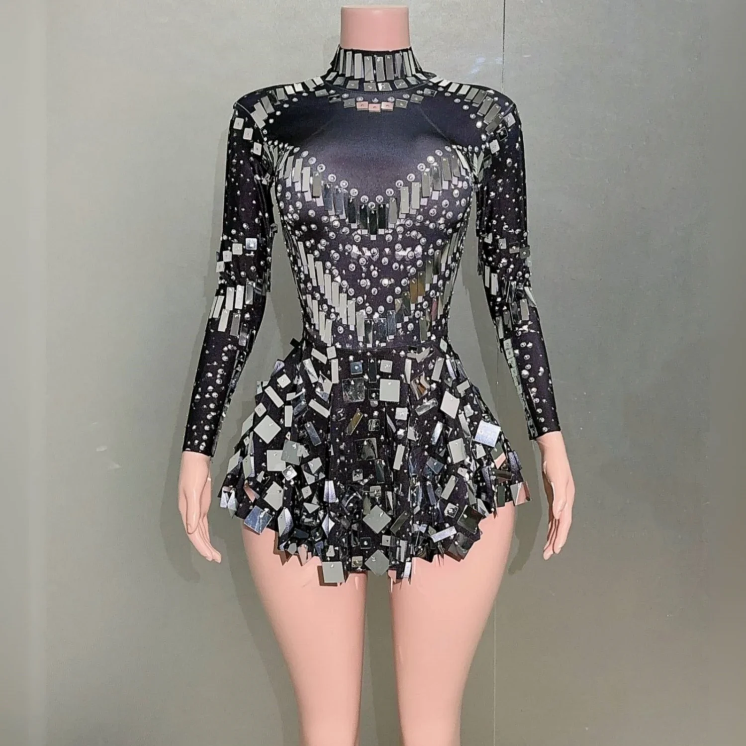 

Black Sexy Halter A-Line Bodysuit Evening Party Bar Nightclub Singer Dancer Performance Costume Stage Wear