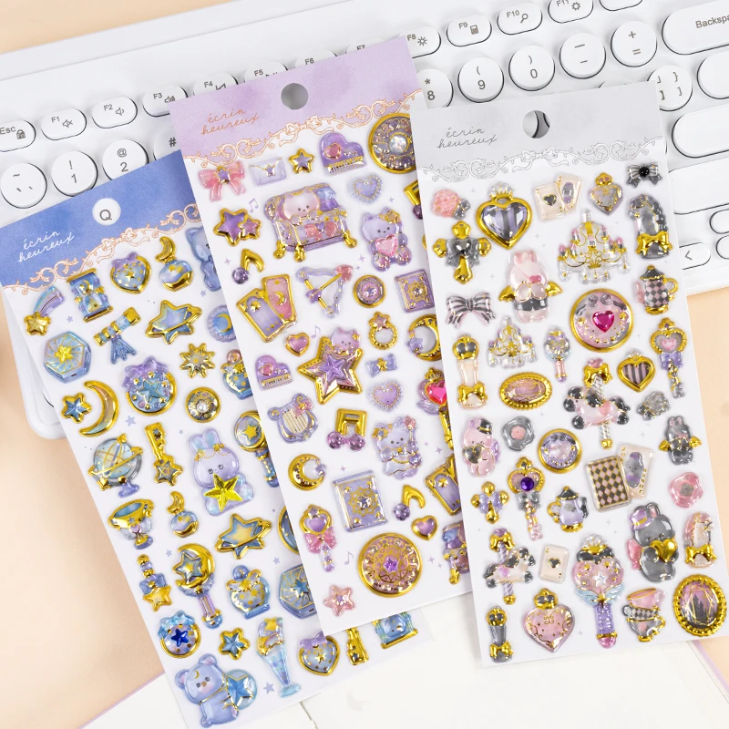 Kawaii Magic Wish Cartoon Gem Stickers Scrapbooking Diy Journaling Sticker Esthetische Sticker Leuk Briefpapier Cadeau