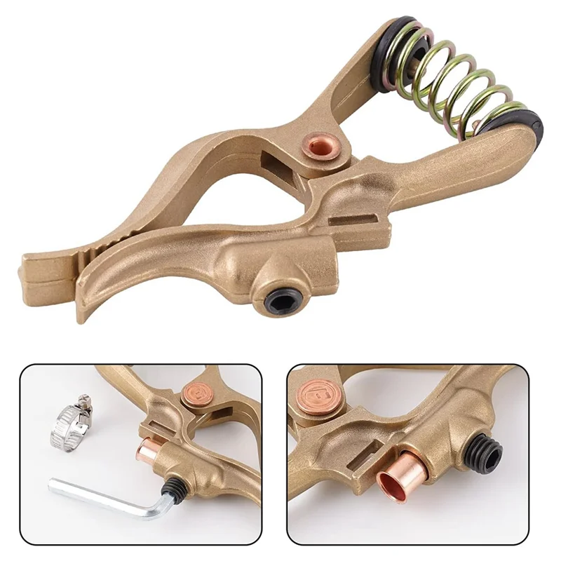 

【Price-Drop!】For Welding Ground Clamp T-Style Brass 300-Amp Earth Clamp For TIG/MIG/MMA Applications- Tig Welder
