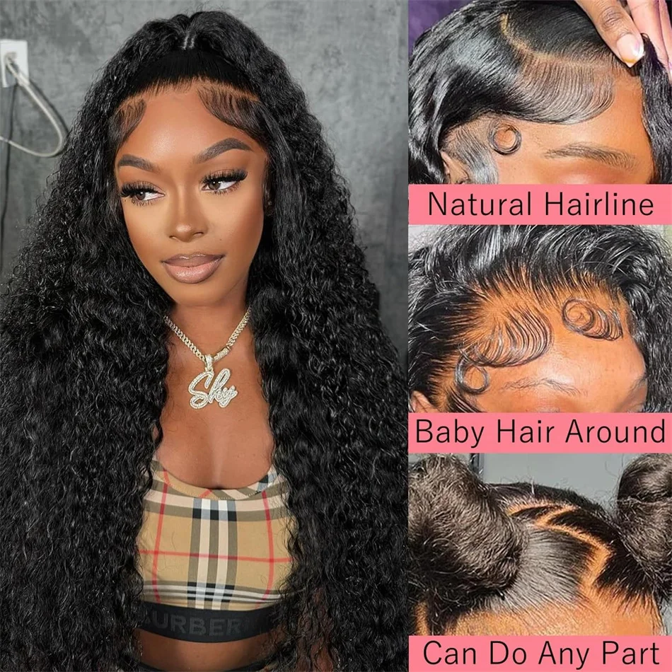 

Deep Wave Frontal Wig 13x6 Hd Lace 40 Inches Preplucked Transparent Water Wave 13x4 Curly Lace Frontal Human Hair Wig For Women