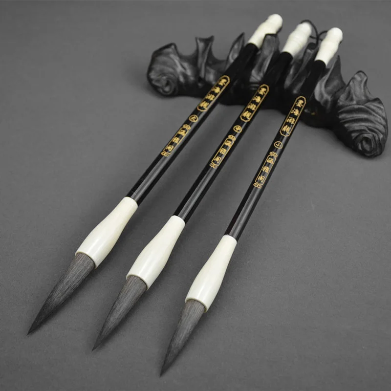 Chinese Calligraphy Brush Pen Set Rabbit Hair Brushes Large Middle Small Regular Running Cursive Script Writing Caligraphie Pen