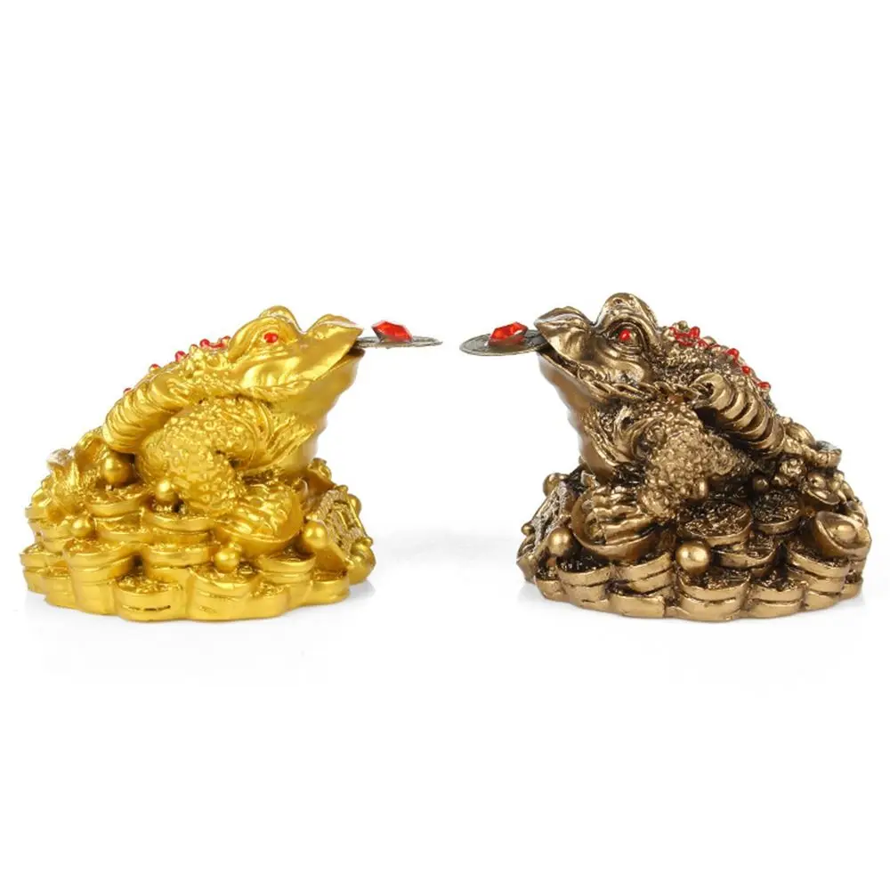 Feng Shui Toad Money Resin Fortune Wealth Chinese Golden Frog Coin Home Office Decoration Lucky Gifts Tabletop Ornaments