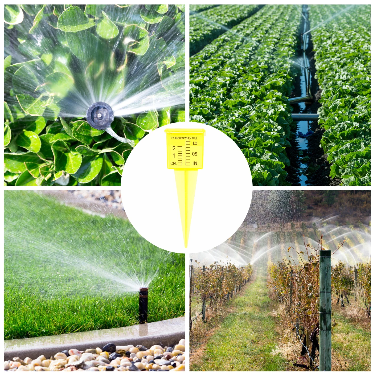 2pcs 밝은 노란색 강우량계 대용량 측정 튜브 야외 잔디밭 농장 스프링클러 물 측정 도구 투명