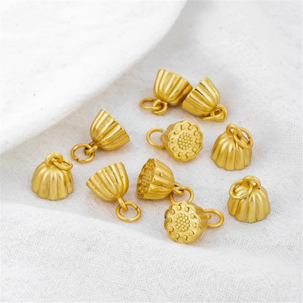 

18K Gold-wrapped Golden Lotus Seed Shower Head, Small Pendant, DIY Bracelet, Necklace, Earrings, Jewelry, Accessories, 9mm