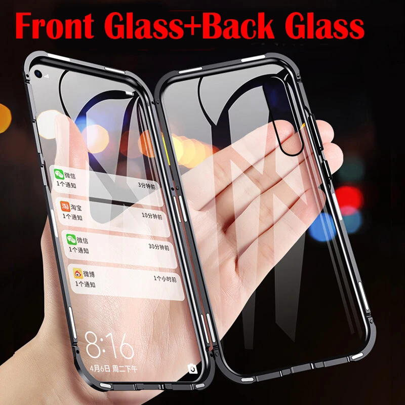 Double-Sided Metal Magnetic Case For XIAOMI Redmi Note 12 Pro 4G 5G Glass Magnetic border Cases Cover