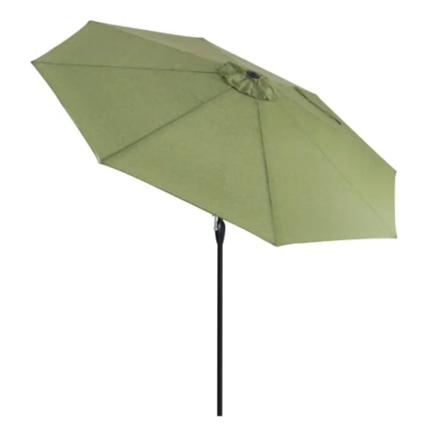 

Striped Patio Umbrellas Outdoor Table Market Umbrellas with Crank and Pust Button Tilt Auto-Tilt, 8 Steel Ribs, High Color-Fast