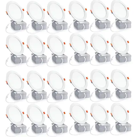 24Pack 6 inch led recessed Light with Junction Box,Can Lights,12W LED Lights,110W Eqv,LED Ceiling Light,CanKiller Downlight 1050