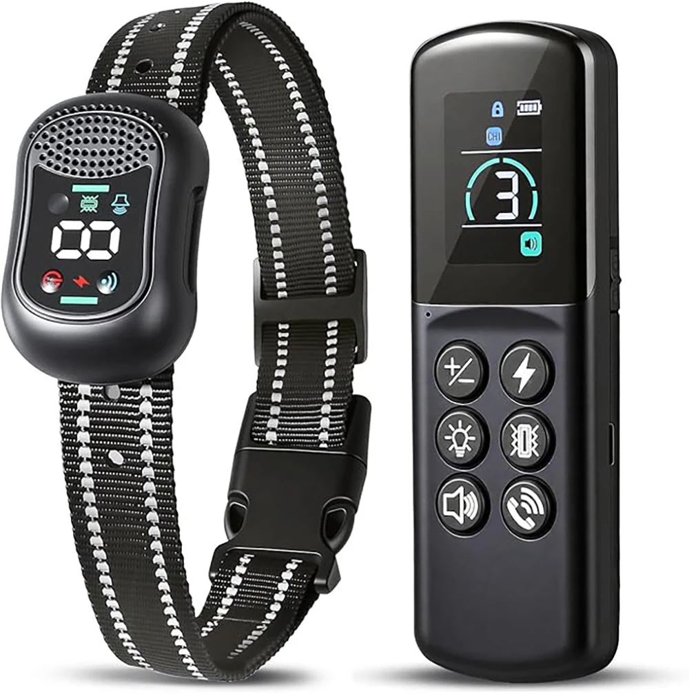 Adjustable Static Dog Training Collar, 4900FT Remote with Voice Call, IP67 Waterproof Rechargeable E-Collar, 4 Training Modes