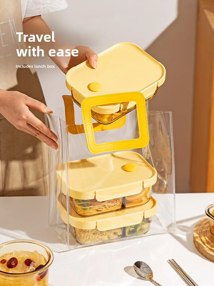 Modern Housewife Glass Lunch Box Microwave Heating Preservation Container Office Workers Meal Box with Rice Compartment view 3